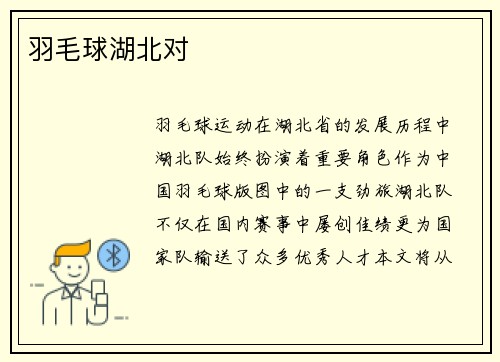 羽毛球湖北对